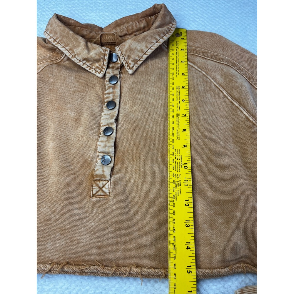 Free People Movement Cropped Pullover Sweatshirt Washed Amber Collared Size M - Picture 7 of 8